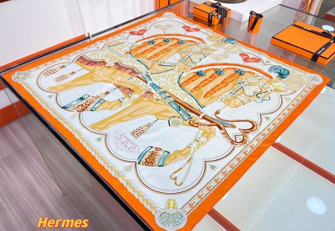 Hermes scarf 90x90cm in silk twill Top Quality 35 2024 (wtz-24022635)