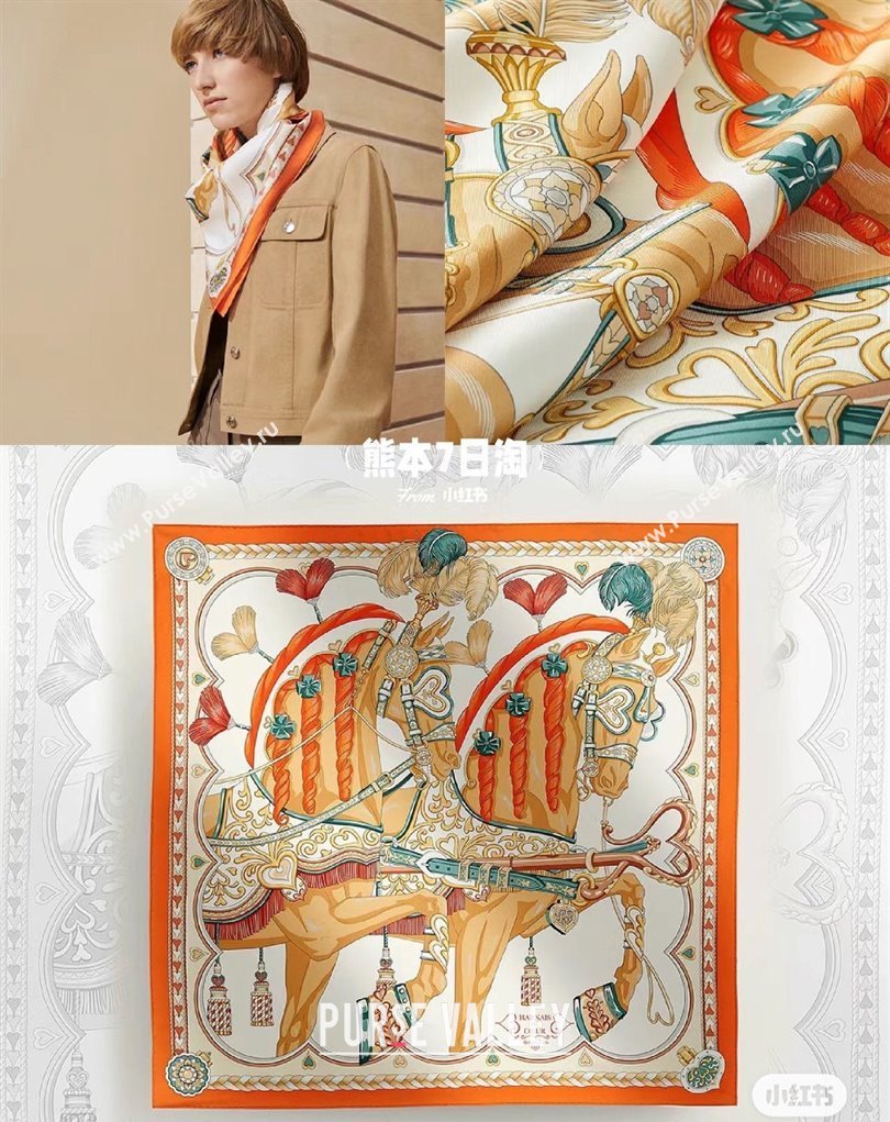 Hermes scarf 90x90cm in silk twill Top Quality 35 2024 (wtz-24022635)