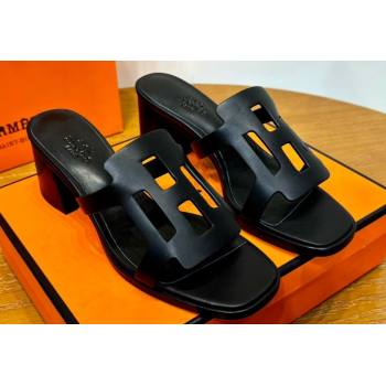 Hermes Izzy 60 sandals Black in Calfskin with H cut-out Top Quality 2024 (mingdu-24022635)