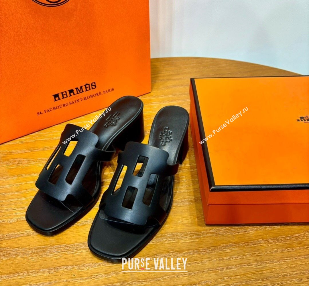 Hermes Izzy 60 sandals Black in Calfskin with H cut-out Top Quality 2024 (mingdu-24022635)