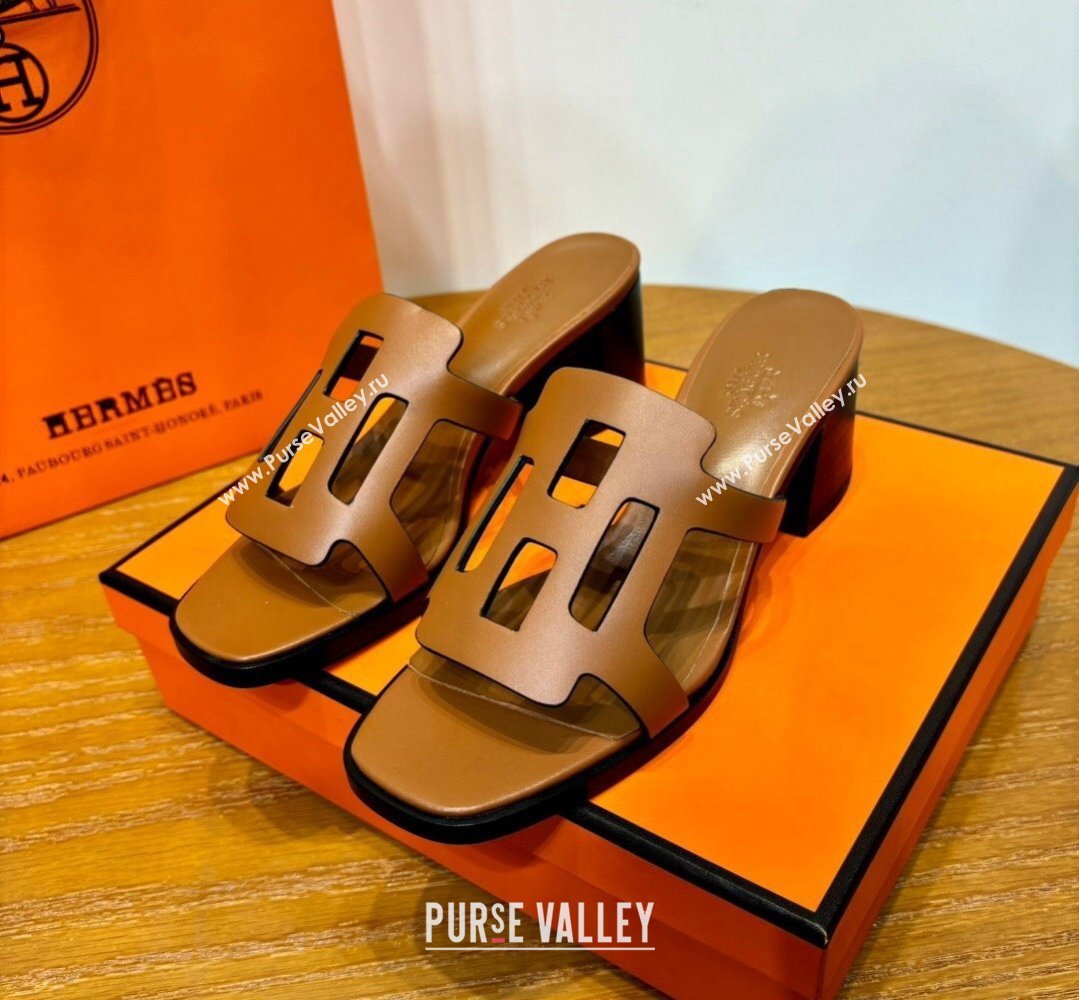 Hermes Izzy 60 sandals Brown in Calfskin with H cut-out Top Quality 2024 (mingdu-24022637)