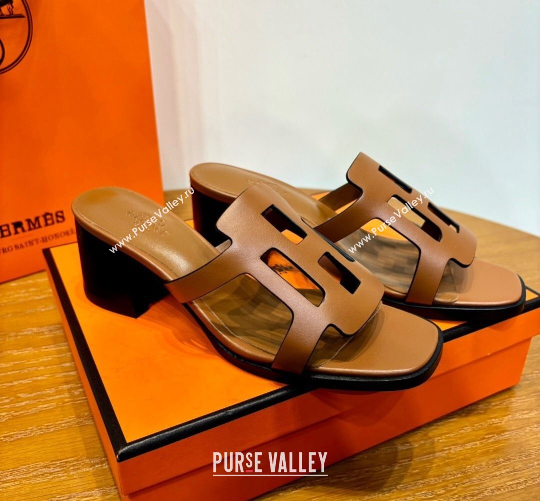 Hermes Izzy 60 sandals Brown in Calfskin with H cut-out Top Quality 2024 (mingdu-24022637)