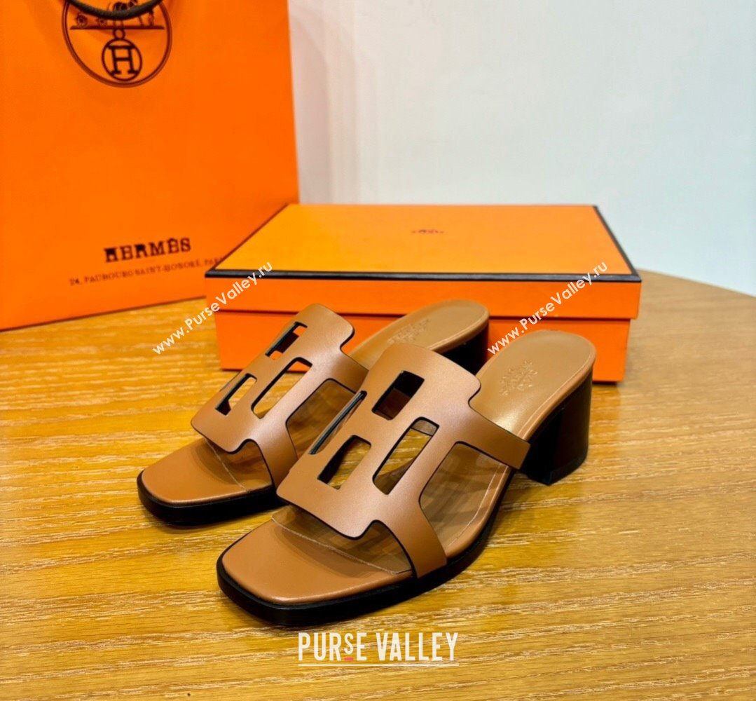 Hermes Izzy 60 sandals Brown in Calfskin with H cut-out Top Quality 2024 (mingdu-24022637)