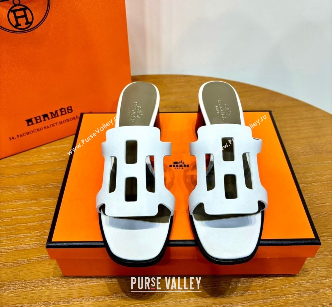 Hermes Izzy 60 sandals White in Calfskin with H cut-out Top Quality 2024 (mingdu-24022636)