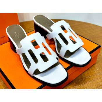 Hermes Izzy 60 sandals White in Calfskin with H cut-out Top Quality 2024 (mingdu-24022636)