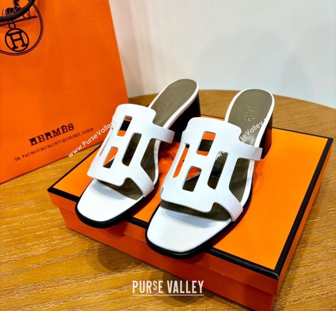 Hermes Izzy 60 sandals White in Calfskin with H cut-out Top Quality 2024 (mingdu-24022636)