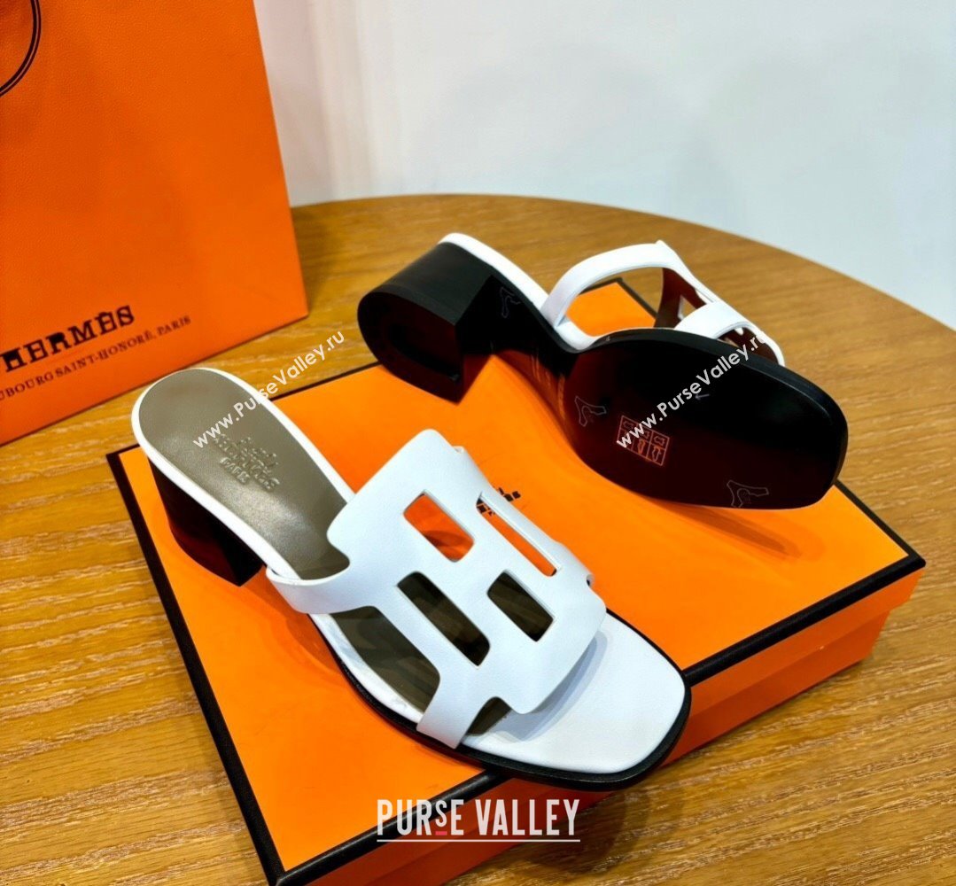 Hermes Izzy 60 sandals White in Calfskin with H cut-out Top Quality 2024 (mingdu-24022636)