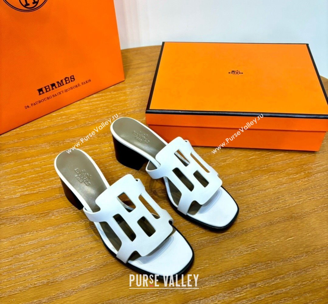 Hermes Izzy 60 sandals White in Calfskin with H cut-out Top Quality 2024 (mingdu-24022636)