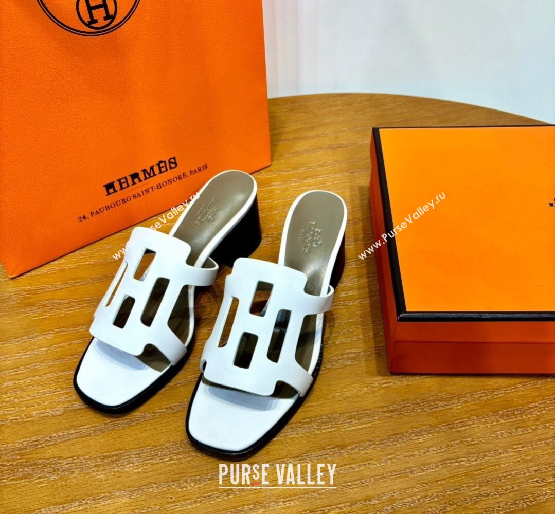 Hermes Izzy 60 sandals White in Calfskin with H cut-out Top Quality 2024 (mingdu-24022636)