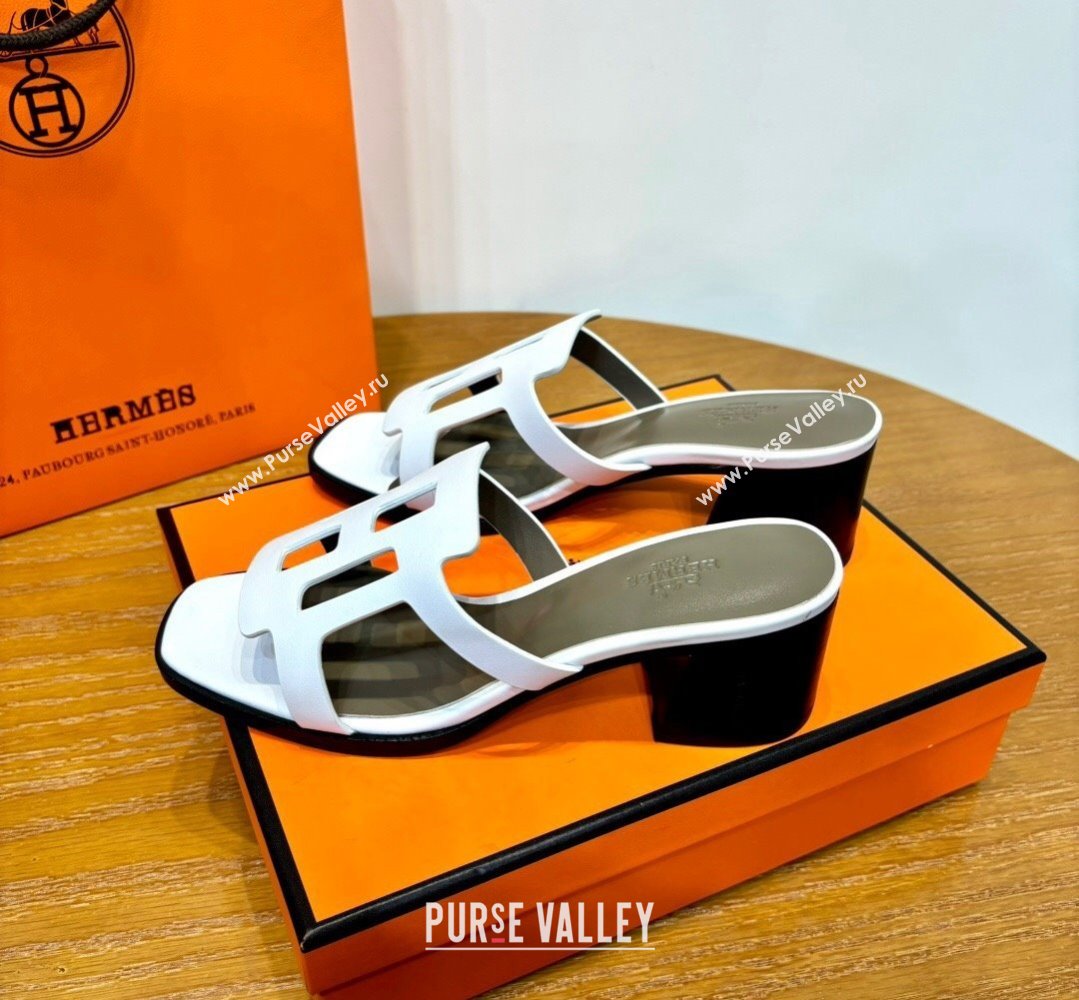 Hermes Izzy 60 sandals White in Calfskin with H cut-out Top Quality 2024 (mingdu-24022636)