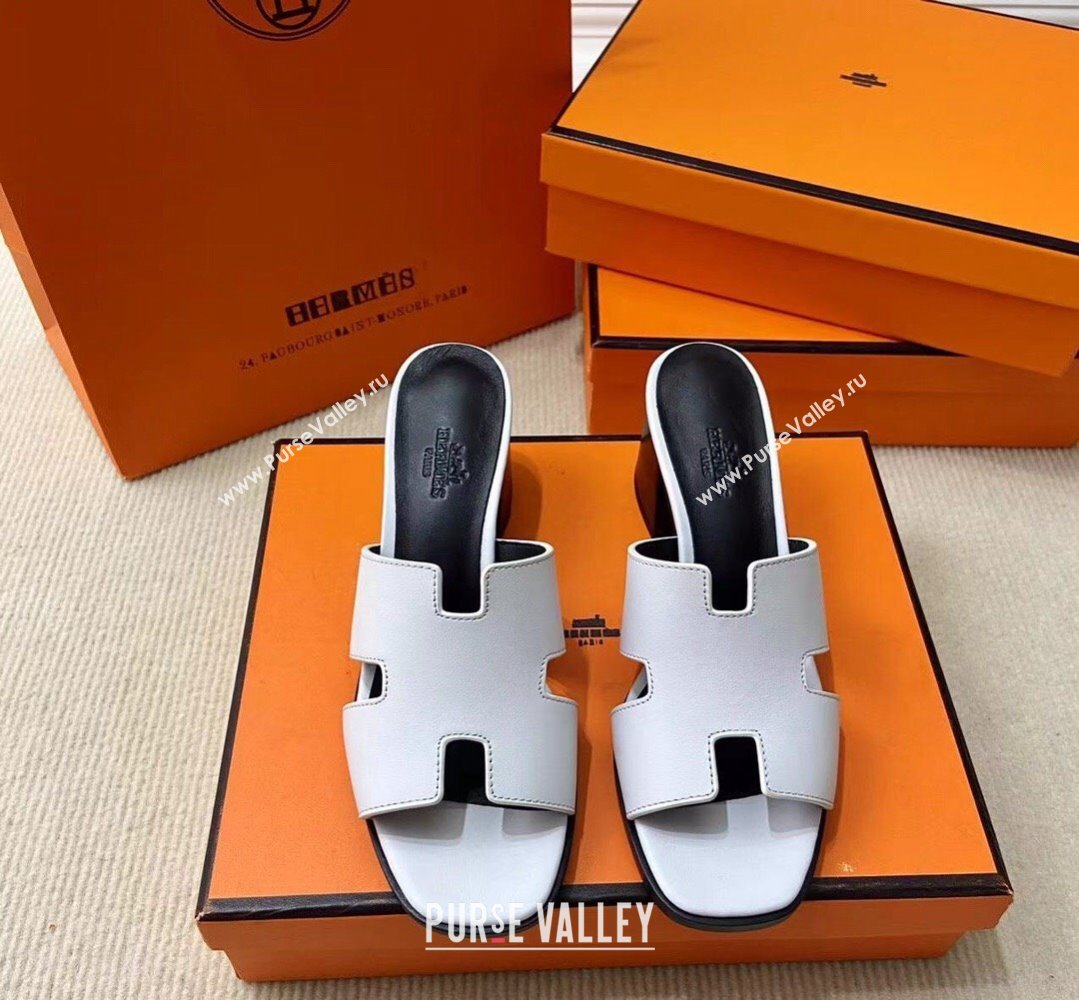 Hermes Helia 60 sandals White in suede goatskin with H cut-out details Top Quality 2024 (mingdu-24022604)