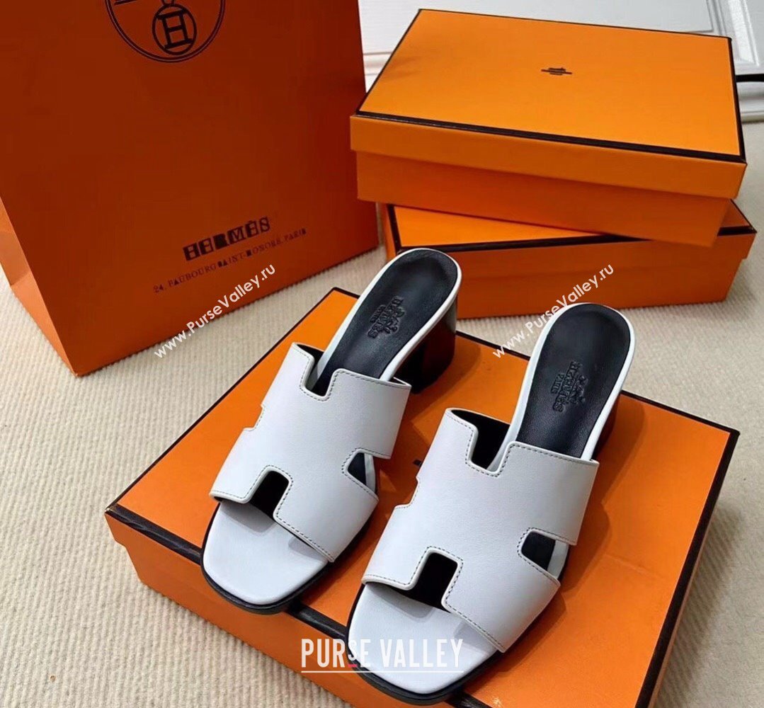 Hermes Helia 60 sandals White in suede goatskin with H cut-out details Top Quality 2024 (mingdu-24022604)