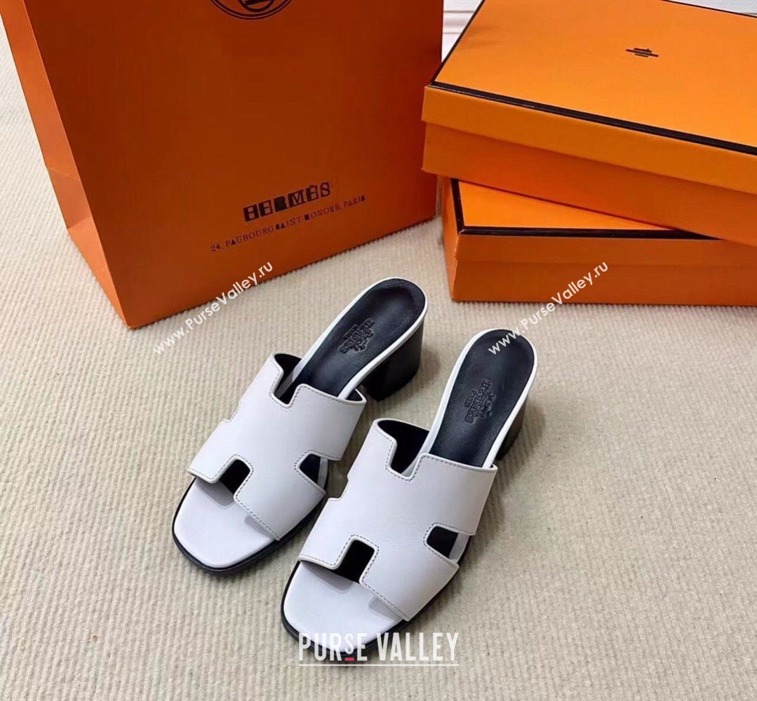 Hermes Helia 60 sandals White in suede goatskin with H cut-out details Top Quality 2024 (mingdu-24022604)