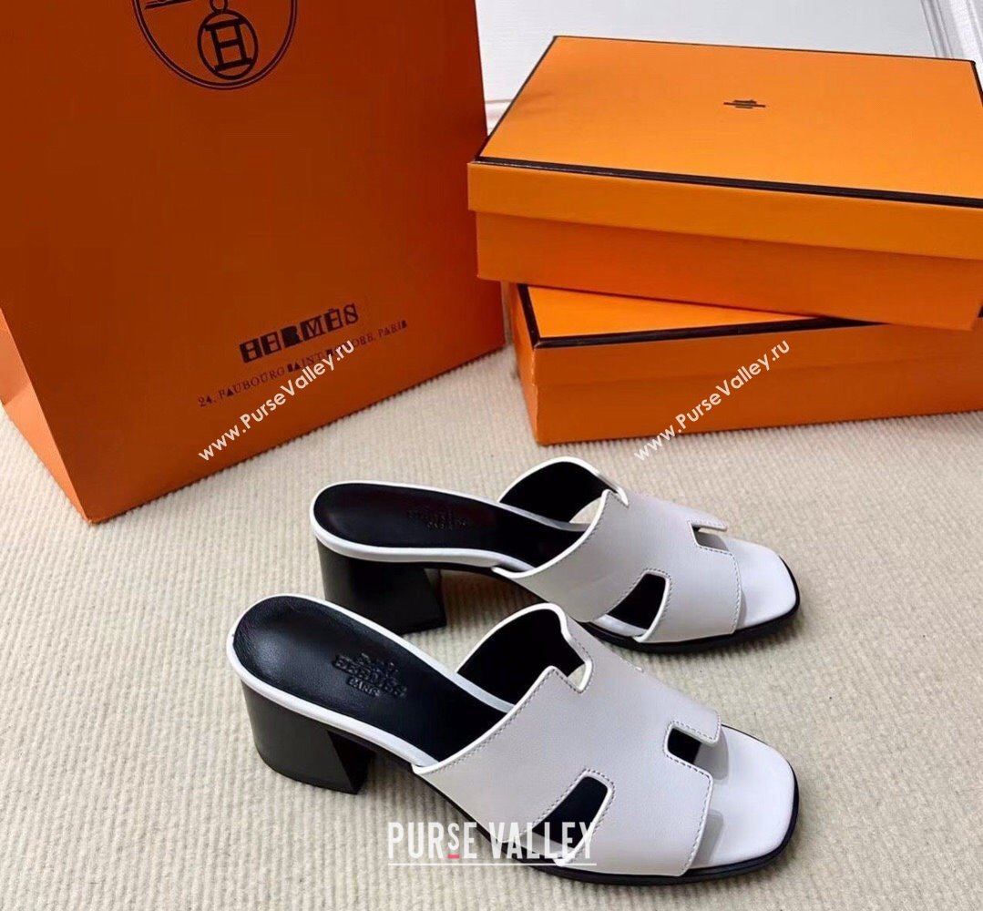 Hermes Helia 60 sandals White in suede goatskin with H cut-out details Top Quality 2024 (mingdu-24022604)