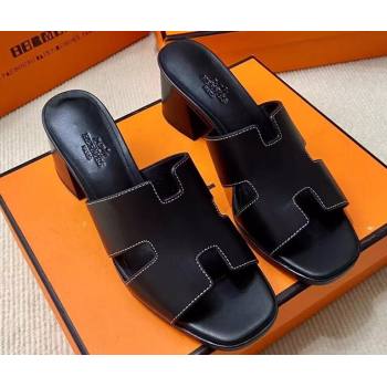 Hermes Helia 60 sandals Black in suede goatskin with H cut-out details Top Quality 2024 (mingdu-24022603)