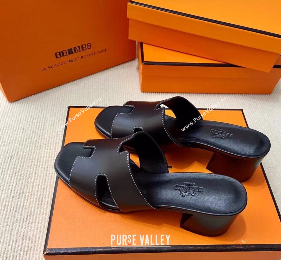 Hermes Helia 60 sandals Black in suede goatskin with H cut-out details Top Quality 2024 (mingdu-24022603)