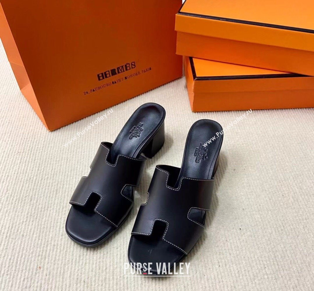 Hermes Helia 60 sandals Black in suede goatskin with H cut-out details Top Quality 2024 (mingdu-24022603)