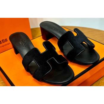 Hermes High heel Oasis sandals Black in velvet with iconic H cut-out details Top Quality 2024 (mingdu-24022620)