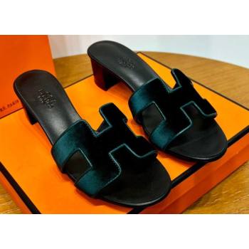 Hermes High heel Oasis sandals Green in velvet with iconic H cut-out details Top Quality 2024 (mingdu-24022621)