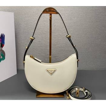 Prada Arque leather shoulder bag 1BC194 White 2024 (ziyin-24022706)