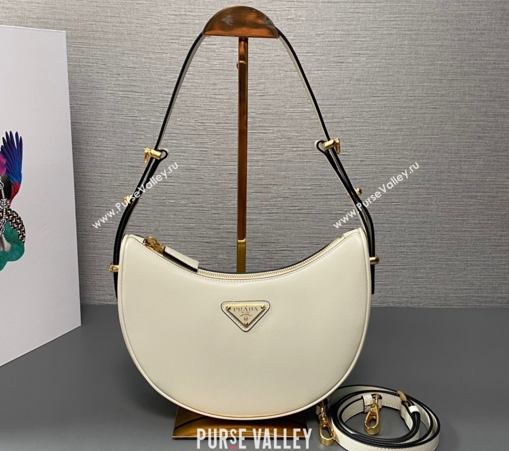 Prada Arque leather shoulder bag 1BC194 White 2024 (ziyin-24022706)