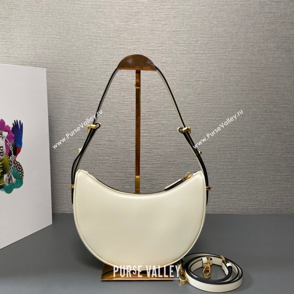 Prada Arque leather shoulder bag 1BC194 White 2024 (ziyin-24022706)