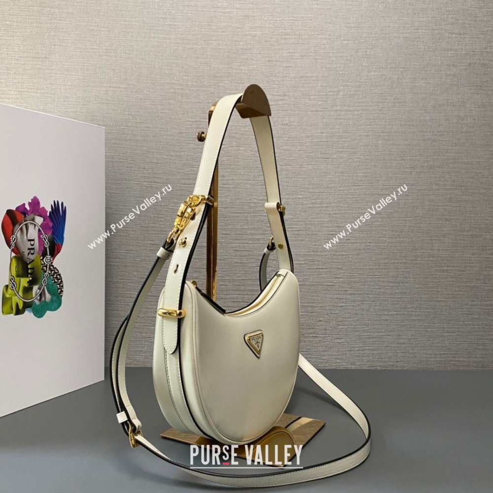 Prada Arque leather shoulder bag 1BC194 White 2024 (ziyin-24022706)