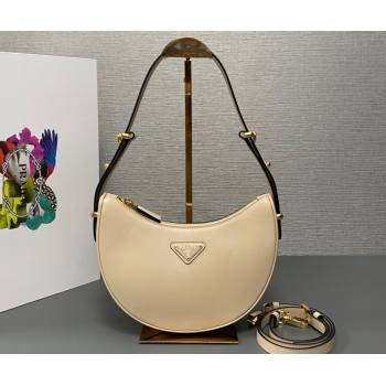 Prada Arque leather shoulder bag 1BC194 Beige 2024 (ziyin-24022707)