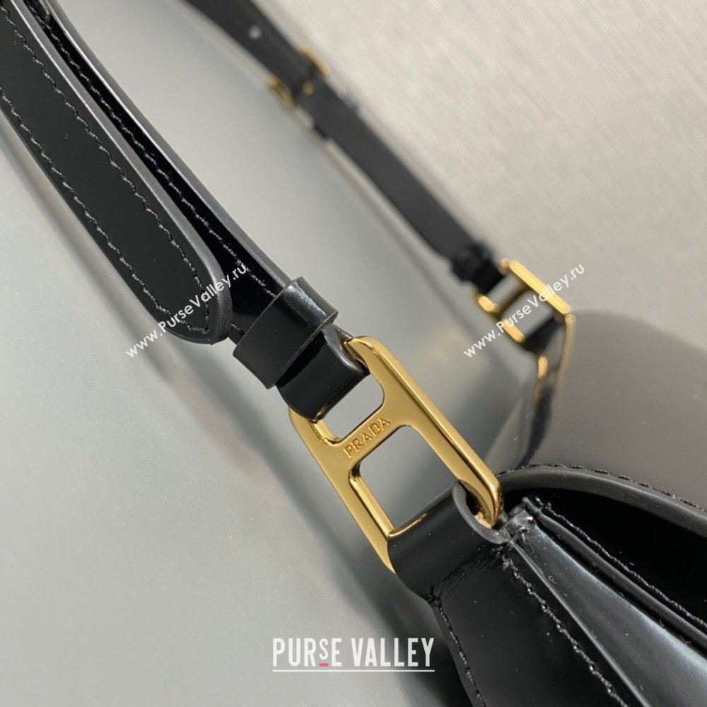 Prada Brushed leather shoulder bag 1BD345 Black 2024 (ziyin-24022722)