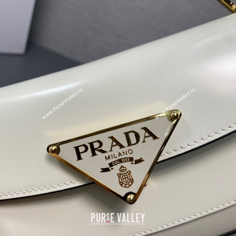 Prada Brushed leather shoulder bag 1BD345 White 2024 (ziyin-24022723)