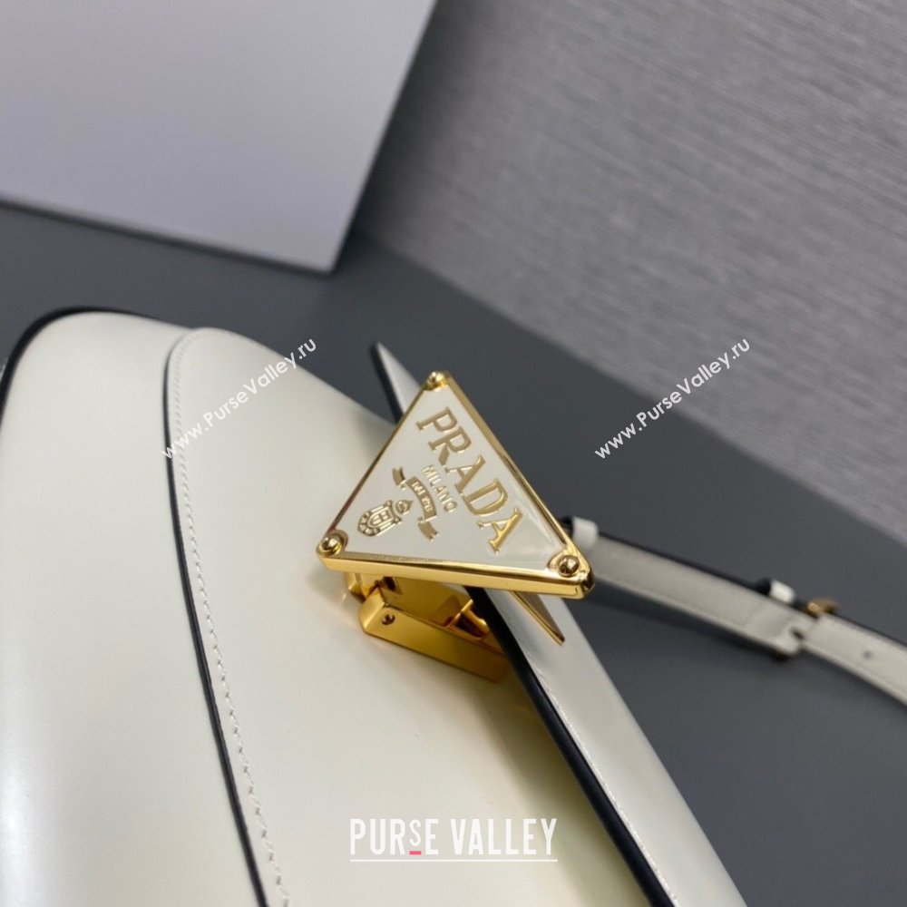 Prada Brushed leather shoulder bag 1BD345 White 2024 (ziyin-24022723)