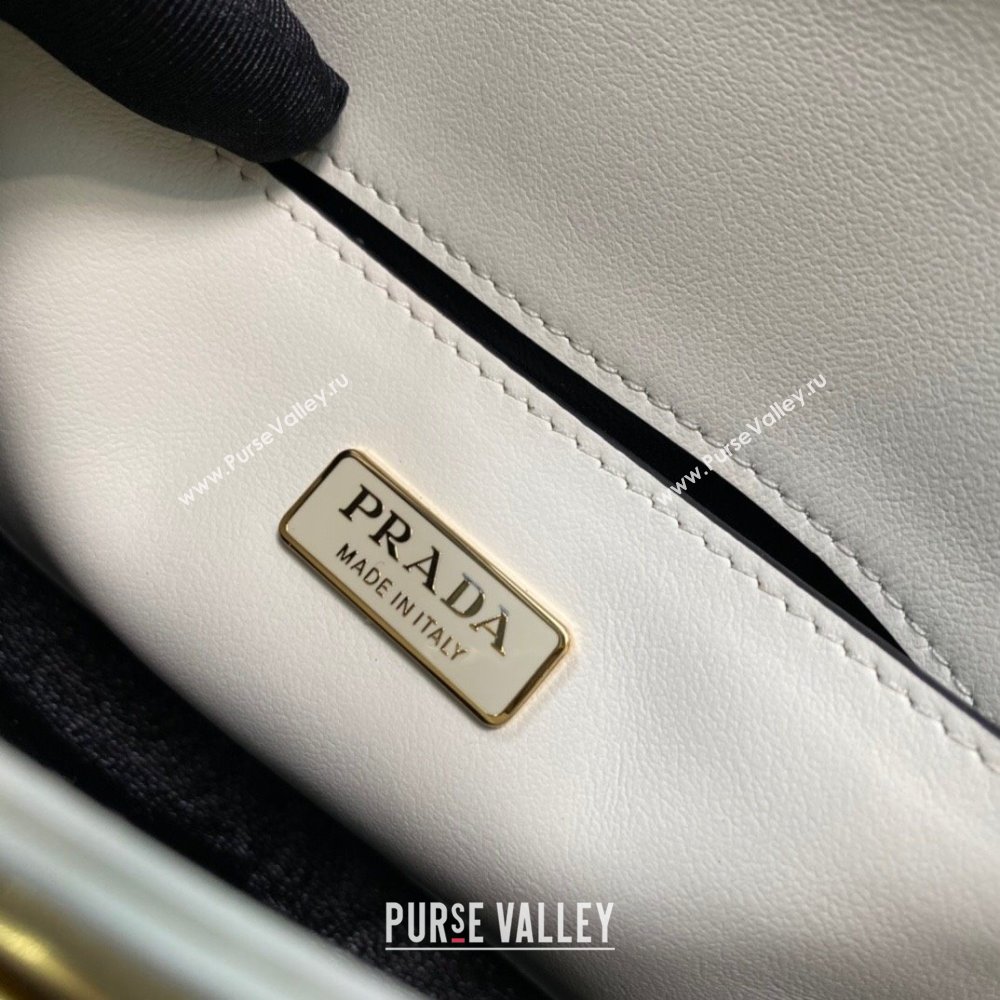 Prada Brushed leather shoulder bag 1BD345 White 2024 (ziyin-24022723)