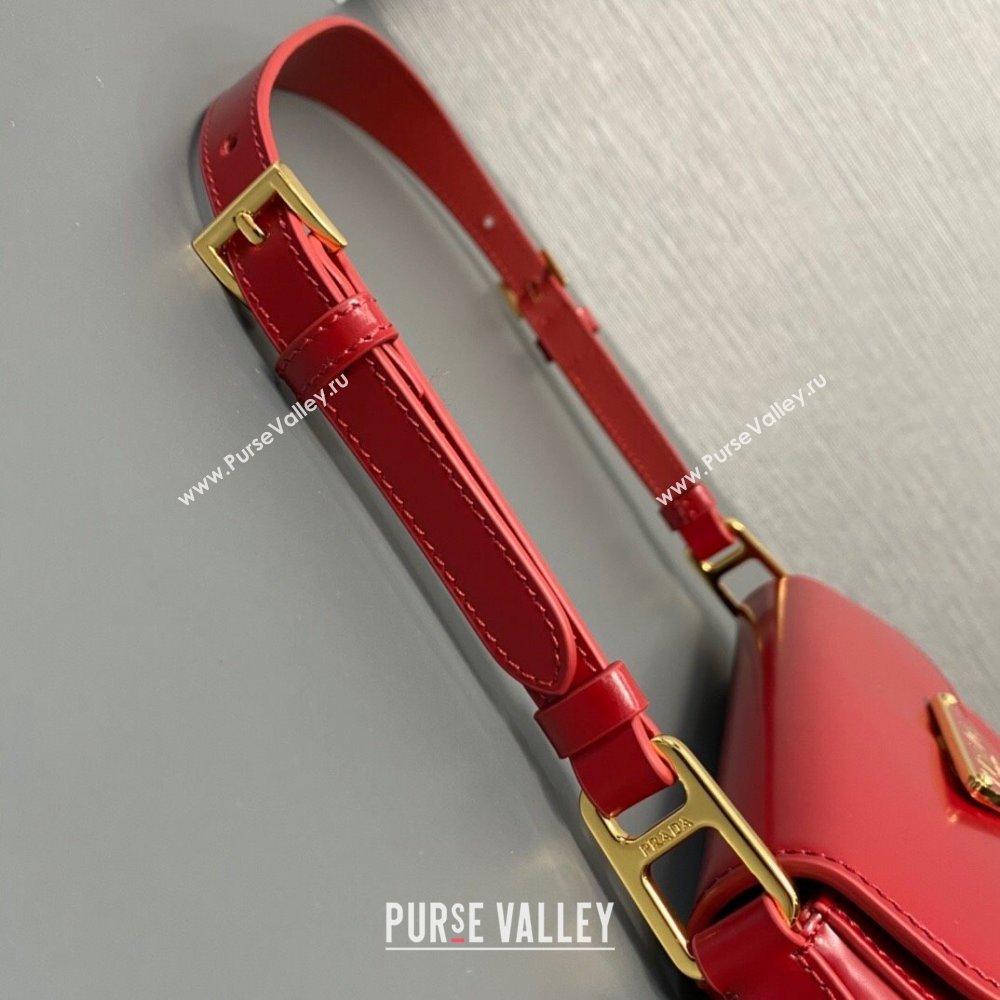 Prada Brushed leather shoulder bag 1BD345 Red 2024 (ziyin-24022724)