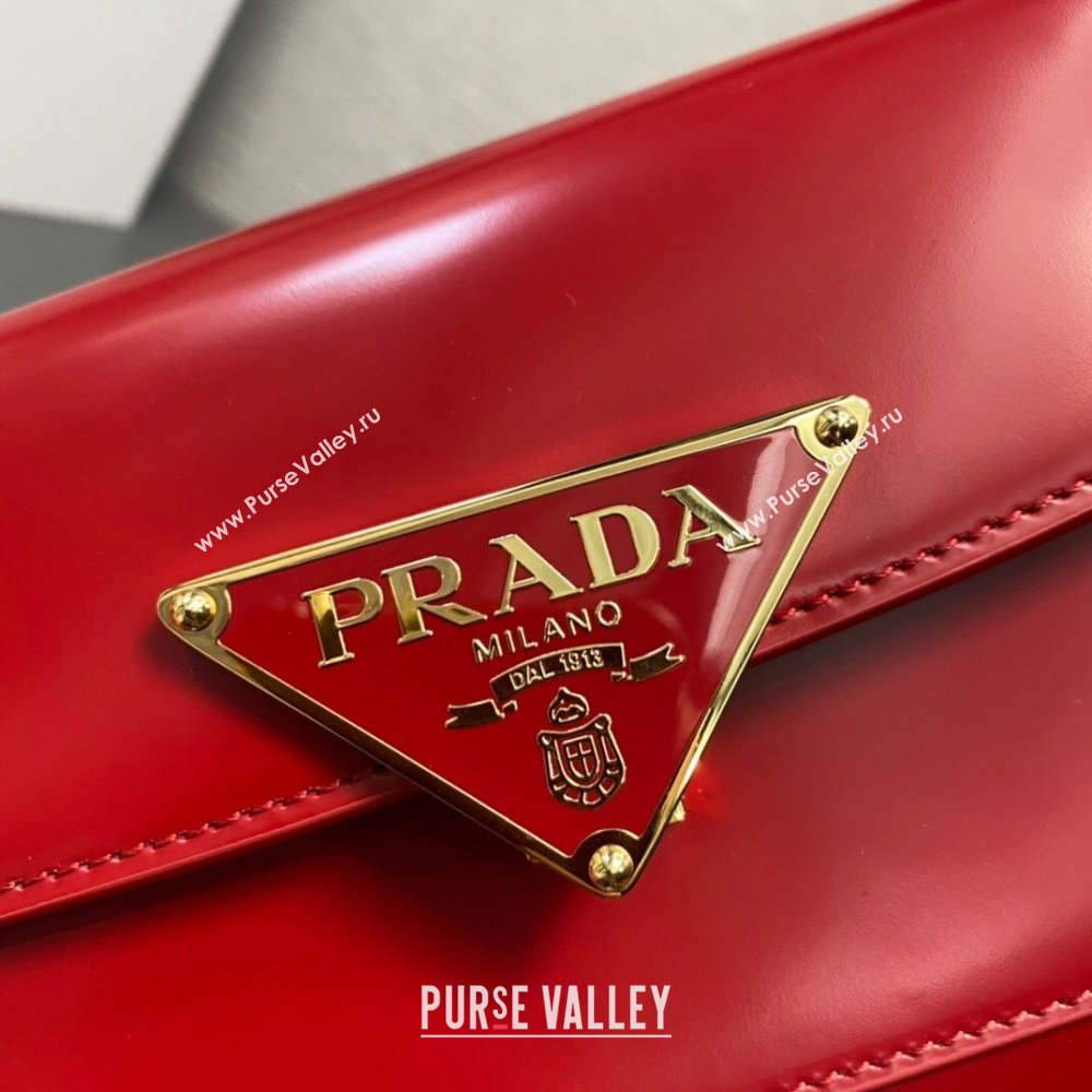 Prada Brushed leather shoulder bag 1BD345 Red 2024 (ziyin-24022724)