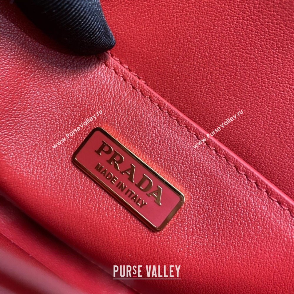 Prada Brushed leather shoulder bag 1BD345 Red 2024 (ziyin-24022724)