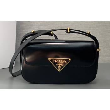 Prada Brushed leather shoulder bag 1BD339 Black 2024 (ziyin-24022717)