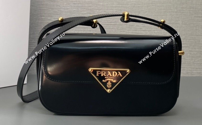 Prada Brushed leather shoulder bag 1BD339 Black 2024 (ziyin-24022717)