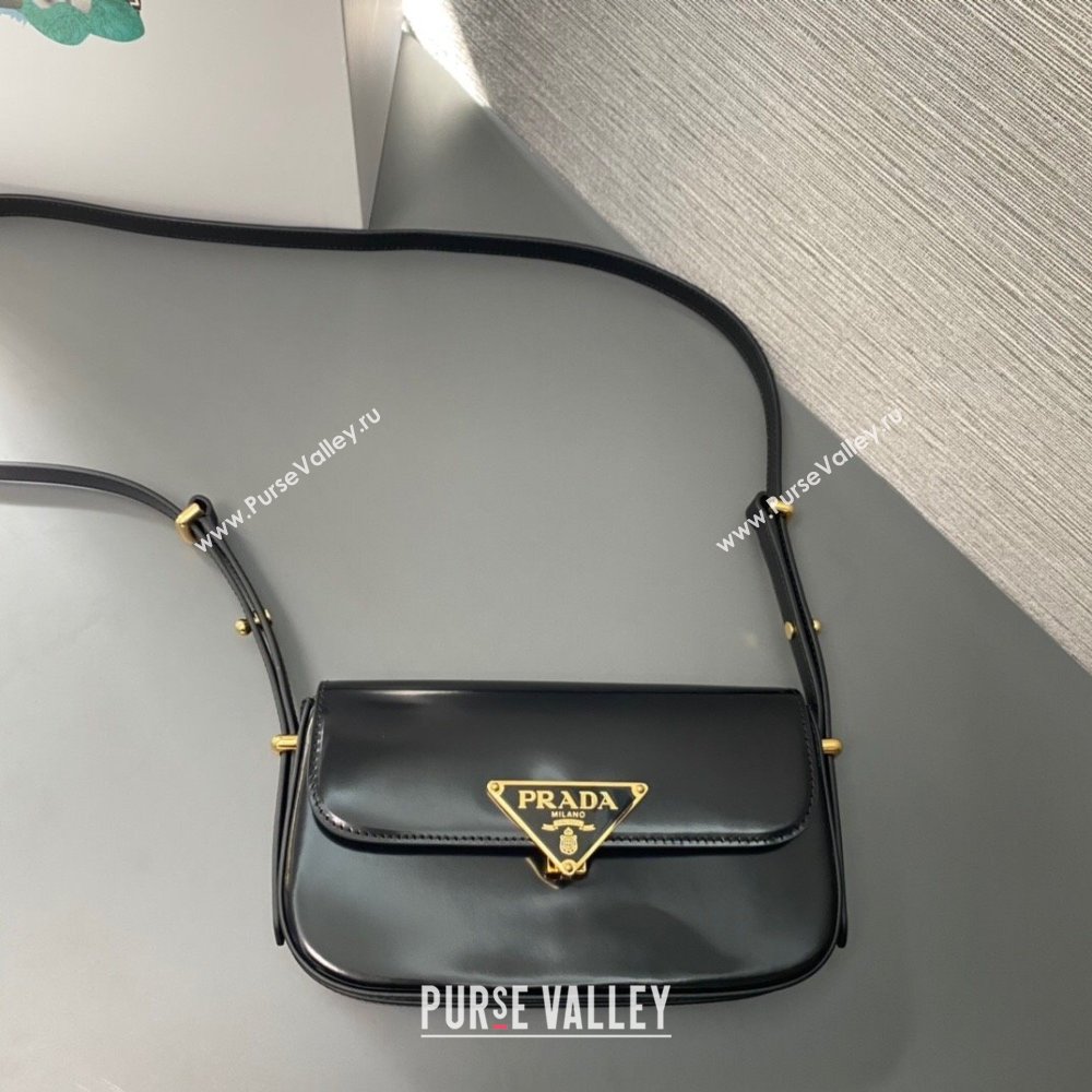Prada Brushed leather shoulder bag 1BD339 Black 2024 (ziyin-24022717)