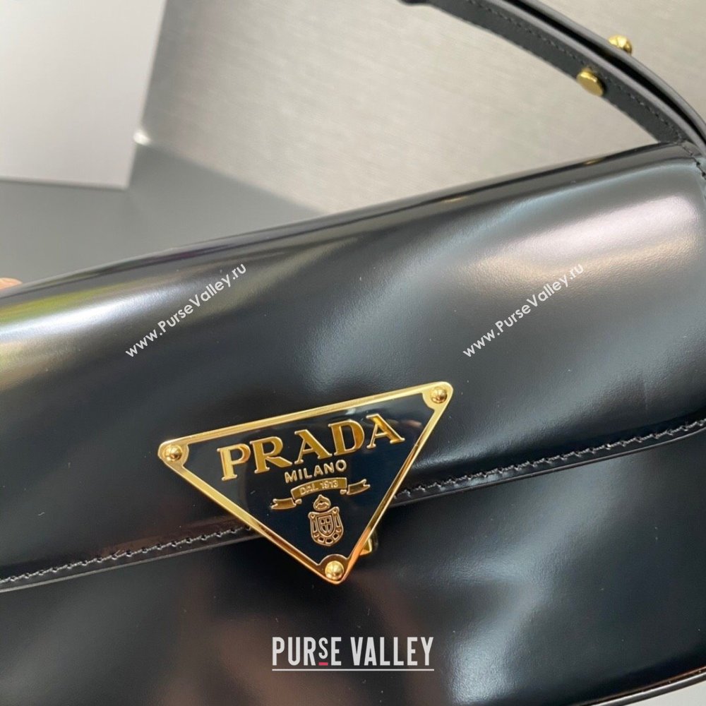 Prada Brushed leather shoulder bag 1BD339 Black 2024 (ziyin-24022717)