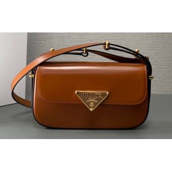 Prada Brushed leather shoulder bag 1BD339 Brown 2024 (ziyin-24022719)