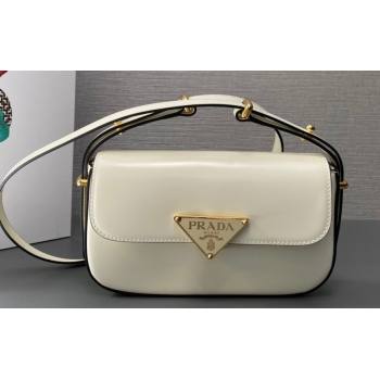 Prada Brushed leather shoulder bag 1BD339 White 2024 (ziyin-24022718)