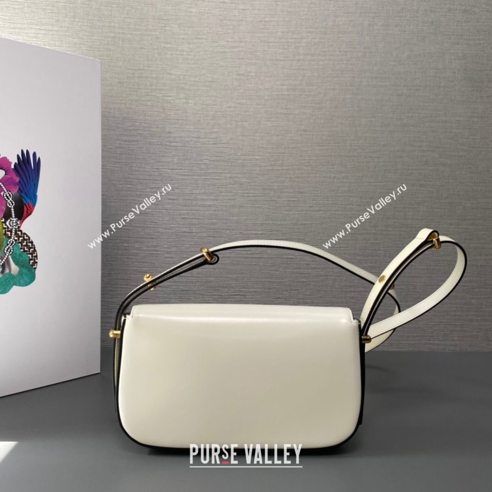 Prada Brushed leather shoulder bag 1BD339 White 2024 (ziyin-24022718)