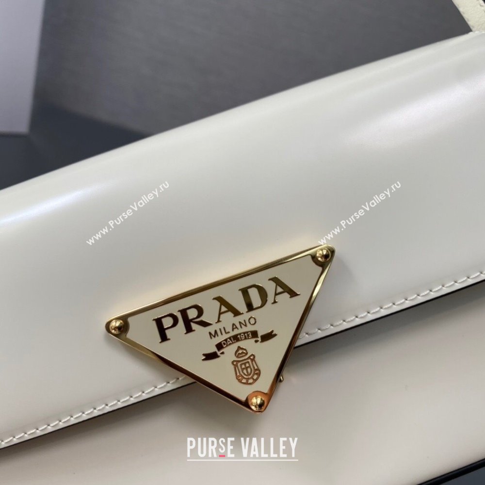 Prada Brushed leather shoulder bag 1BD339 White 2024 (ziyin-24022718)