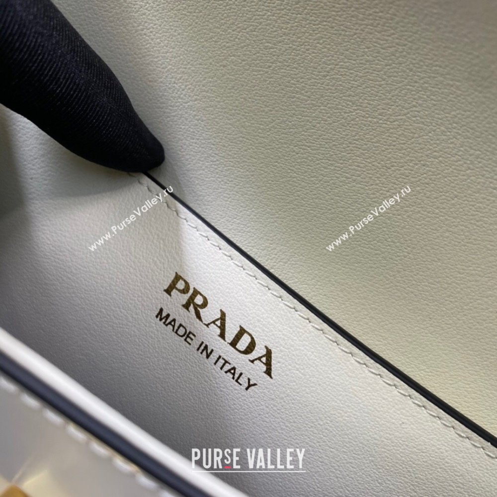 Prada Brushed leather shoulder bag 1BD339 White 2024 (ziyin-24022718)