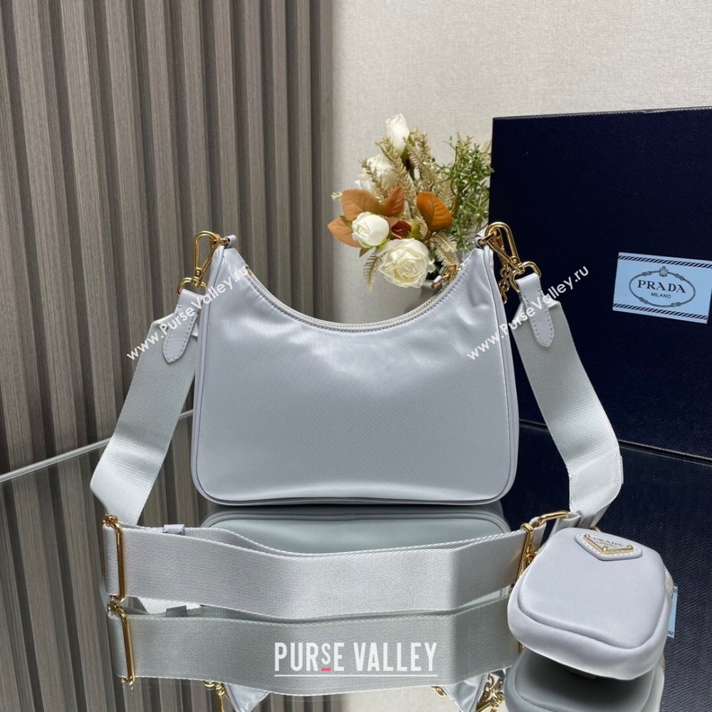 Prada Re-Edition 2005 Re-Nylon Hobo Bag 1BH204 Pale Blue/Gold 2024 (ziyin-24022826)