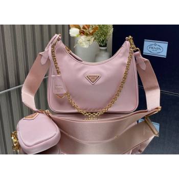 Prada Re-Edition 2005 Re-Nylon Hobo Bag 1BH204 Light Pink/Gold 2024 (ziyin-24022823)