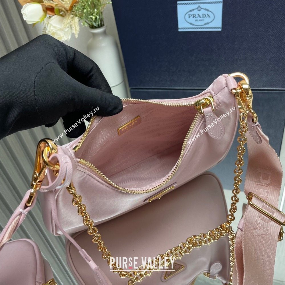 Prada Re-Edition 2005 Re-Nylon Hobo Bag 1BH204 Light Pink/Gold 2024 (ziyin-24022823)