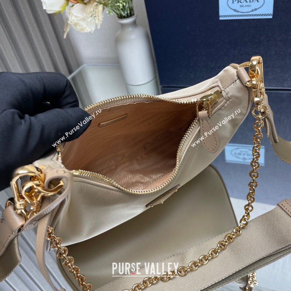 Prada Re-Edition 2005 Re-Nylon Hobo Bag 1BH204 Beige/Gold 2024 (ziyin-24022827)