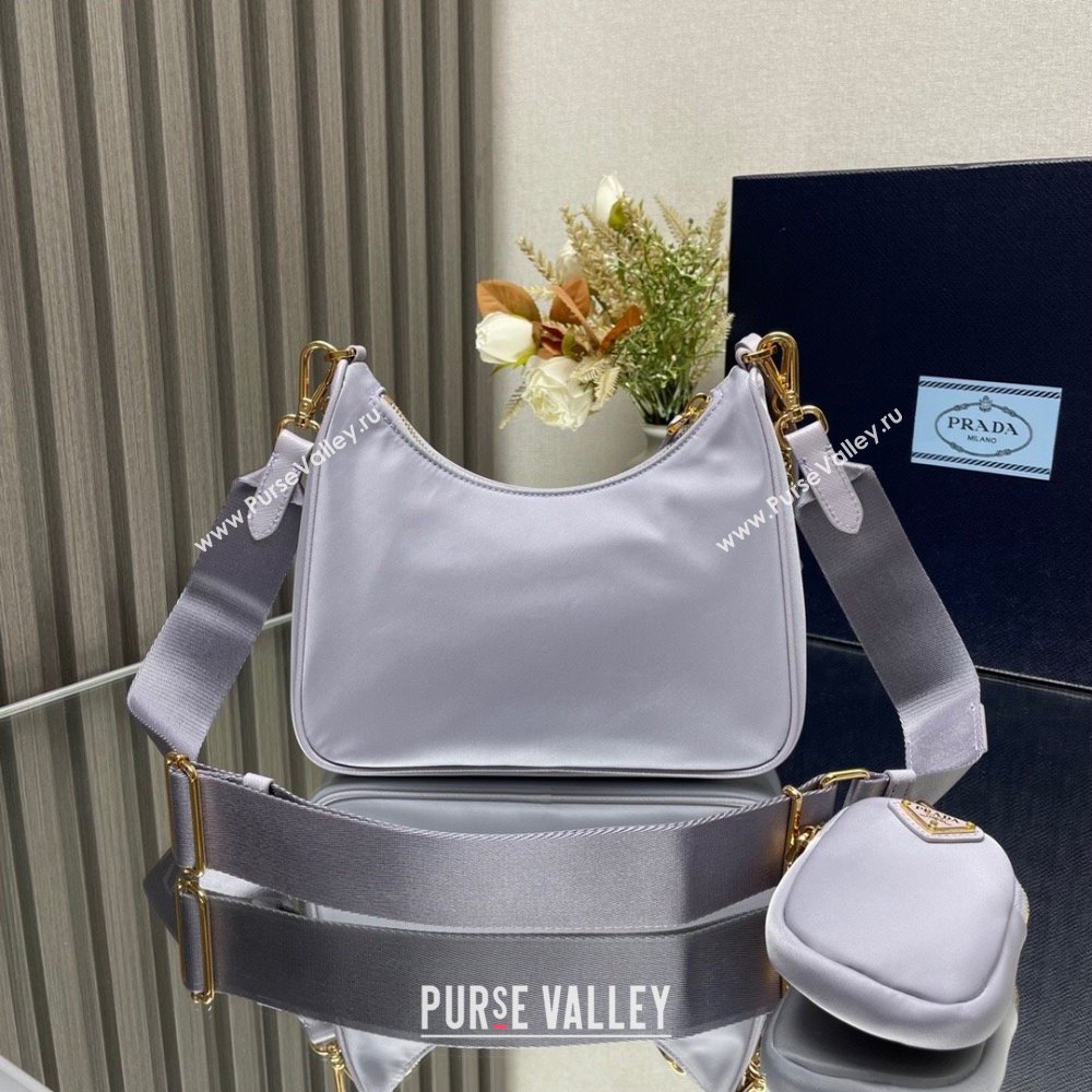 Prada Re-Edition 2005 Re-Nylon Hobo Bag 1BH204 Pale Purple/Gold 2024 (ziyin-24022824)