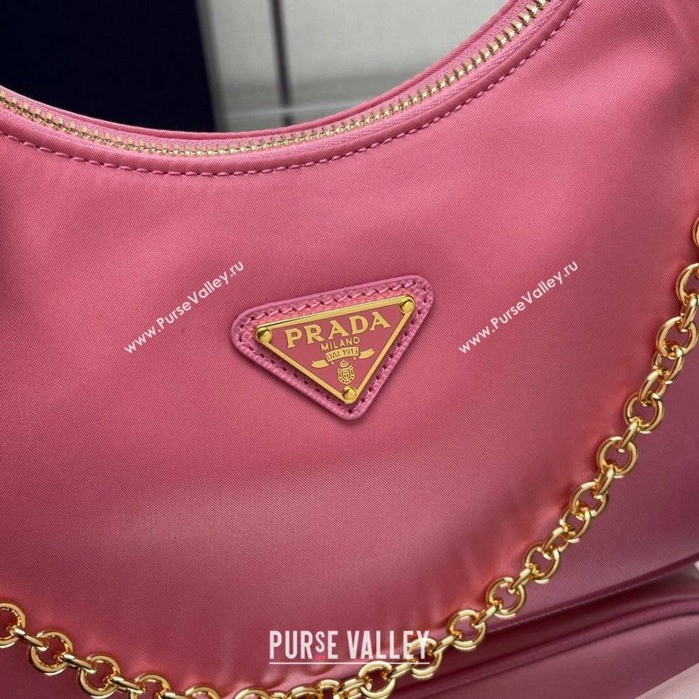 Prada Re-Edition 2005 Re-Nylon Hobo Bag 1BH204 Pink/Gold 2024 (ziyin-24022822)